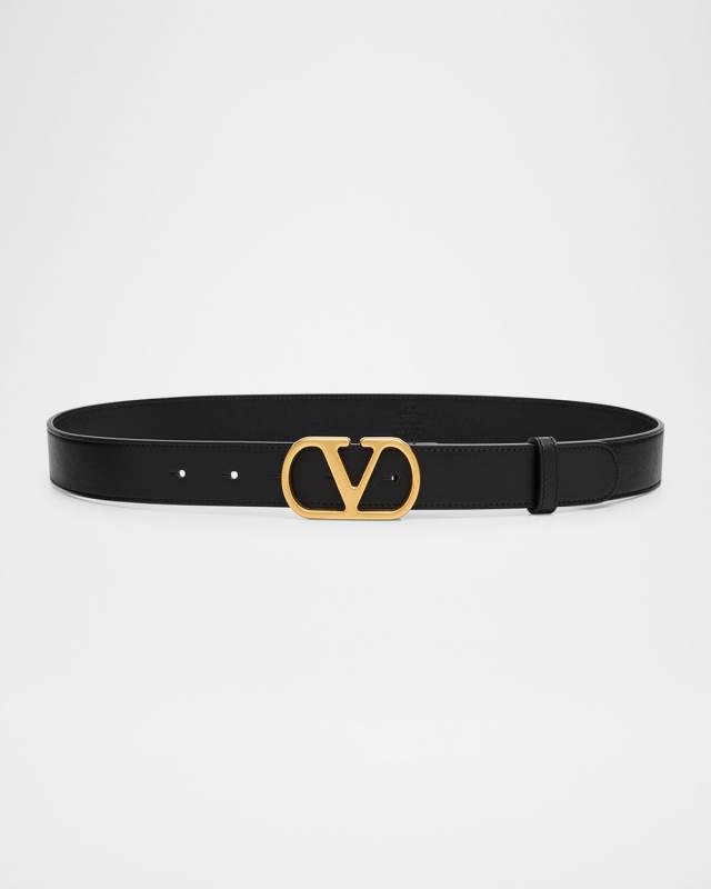 VLogo Signature Leather Belt, 30